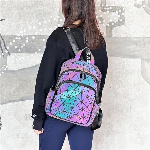 Geometric Women\'s Backpack Geometries Glow Large Purse Backpack Geometrical main image 5
